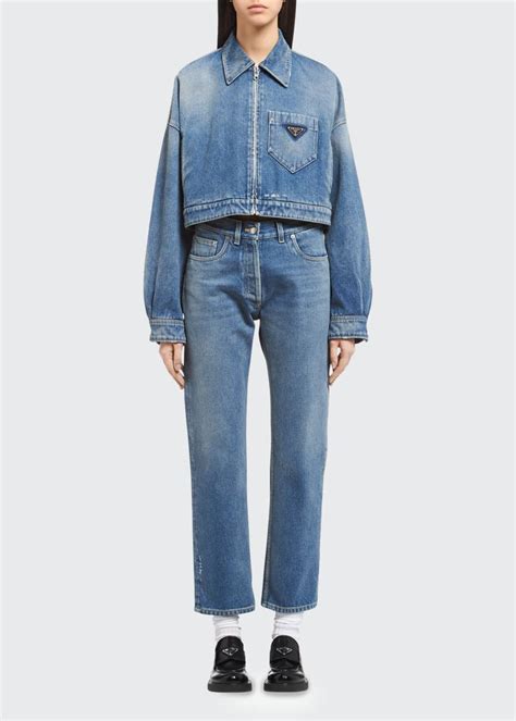 prada washed denim jacket|prada denim jacket women.